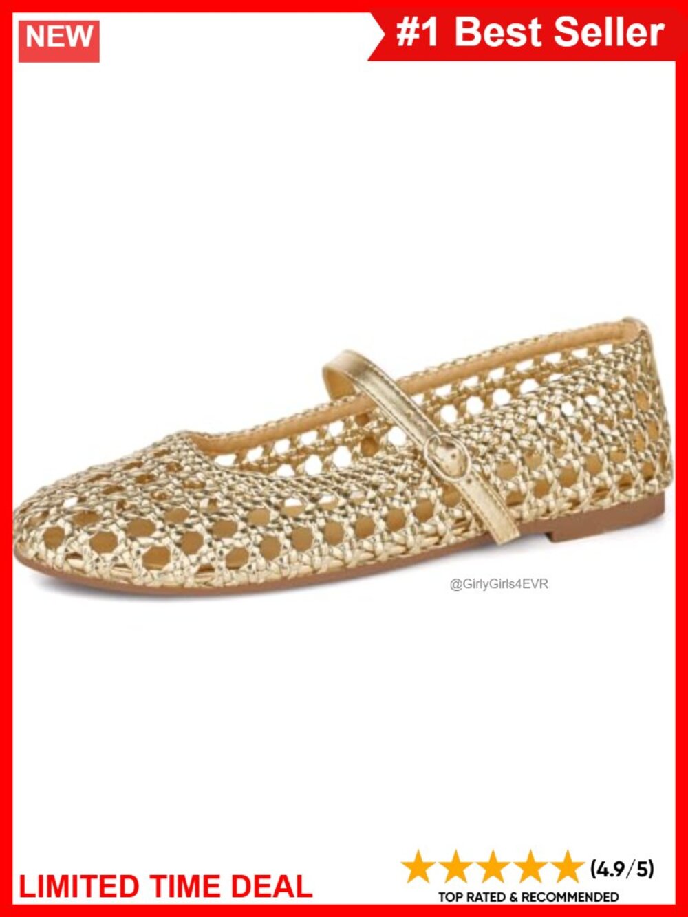 Woven Mesh Ballet Flats Round Toe Mary Jane Shoes Buckle Strap